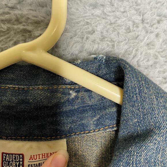 Vintage Faded Glory womens long sleeve denim jean button up dress y2k collar L - Picture 5 of 13